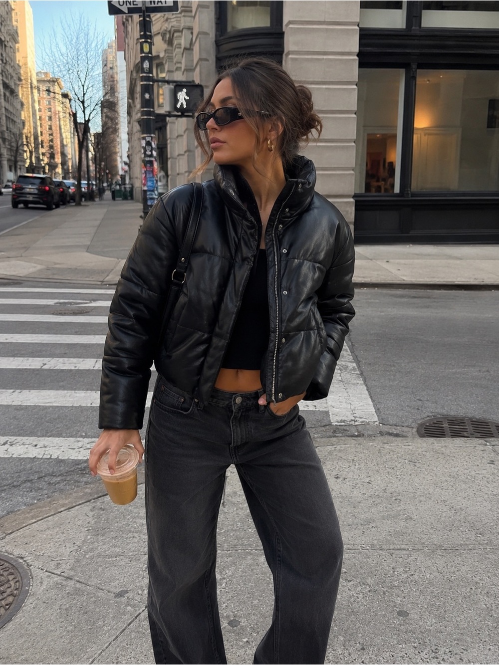 Abercrombie & Fitch Black Cropped Puffer Jacket